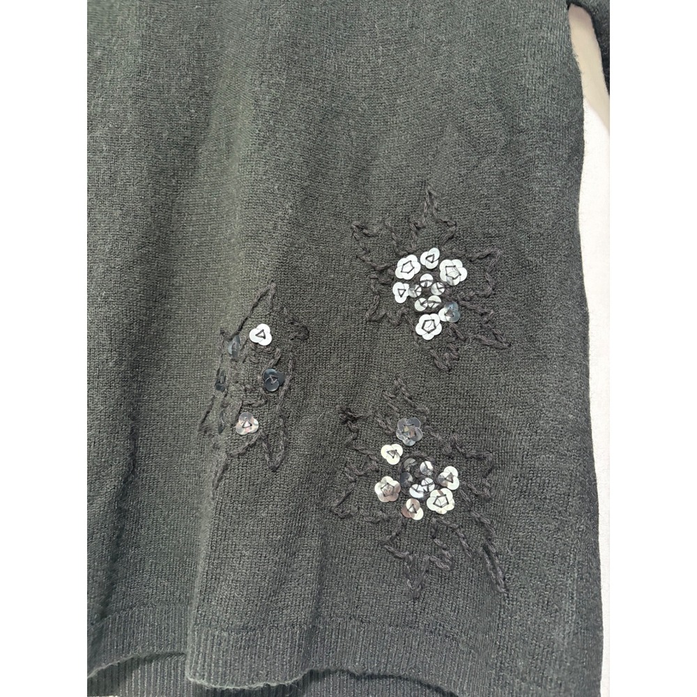 Bogari Women's M Black Sweater Sequin Floral Embellished NWT - Picture 2 of 9
